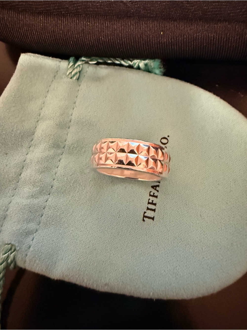 Tiffany & Co. Sterling Silver Diamond Point Band - size 8.5